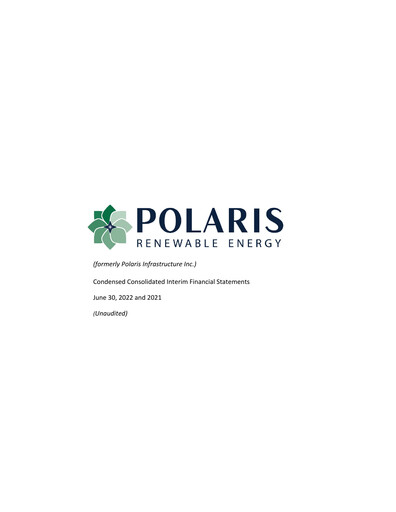 Thumbnail Polaris Renewable Energy Financial Statement 2022-h1