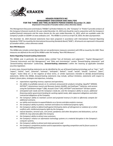 Thumbnail Kraken Robotics Annual Report 2023