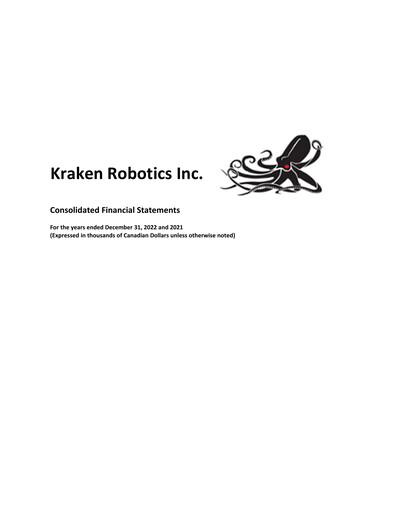 Thumbnail Kraken Robotics Financial Statement 2022