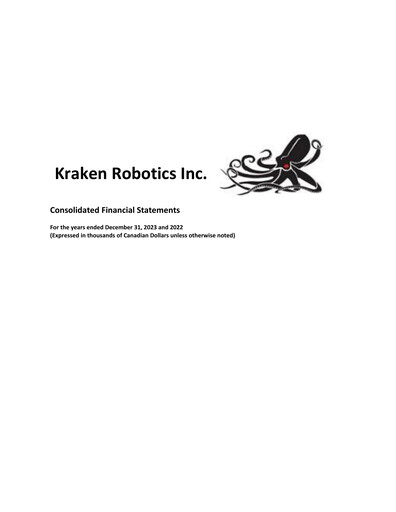 Thumbnail Kraken Robotics Financial Statement 2023