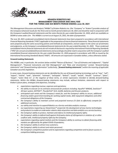 Thumbnail Kraken Robotics Quarterly Report 2021-q2