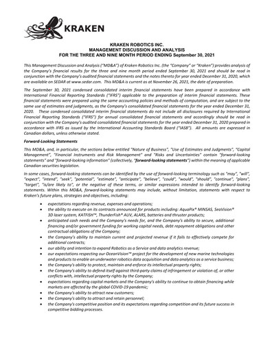 Thumbnail Kraken Robotics Quarterly Report 2021-q3
