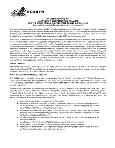 Thumbnail Kraken Robotics Quarterly Report 2023-q2