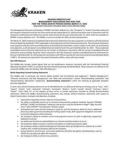 Thumbnail Kraken Robotics Quarterly Report 2024-q1