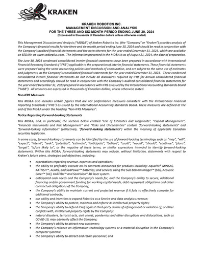 Thumbnail Kraken Robotics Quarterly Report 2024-q2