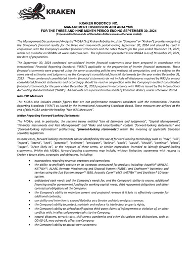 Thumbnail Kraken Robotics Quarterly Report 2024-q3