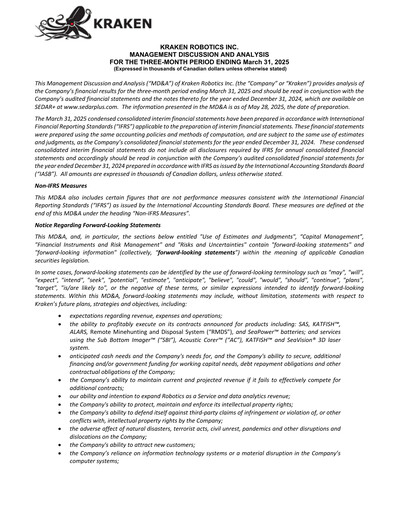 Thumbnail Kraken Robotics Quarterly Report 2025-q1