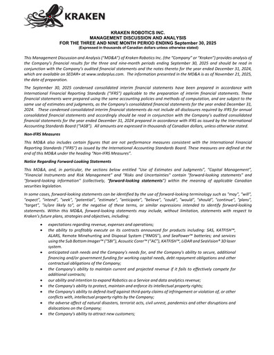Thumbnail Kraken Robotics Quarterly Report 2025-q3