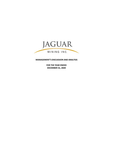 Thumbnail Jaguar Mining Annual Report 2020