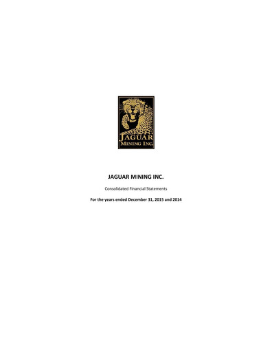 Thumbnail Jaguar Mining Financial Statement 2015