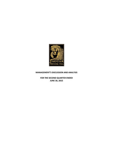 Thumbnail Jaguar Mining Quarterly Report 2015-q2