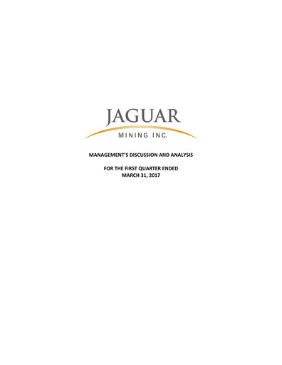 Thumbnail Jaguar Mining Quarterly Report 2017-q1