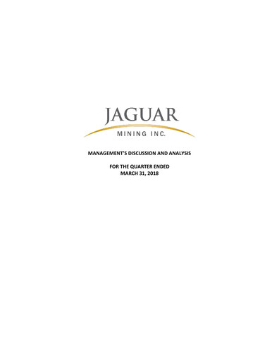 Thumbnail Jaguar Mining Quarterly Report 2018-q1