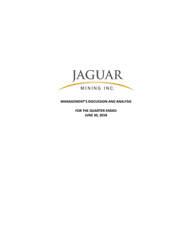 Thumbnail Jaguar Mining Quarterly Report 2018-q2