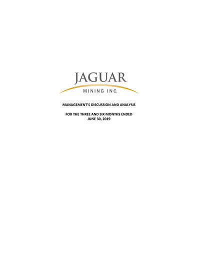Thumbnail Jaguar Mining Quarterly Report 2019-q2