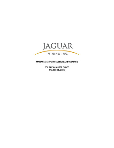 Thumbnail Jaguar Mining Quarterly Report 2021-q1