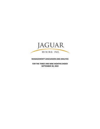 Thumbnail Jaguar Mining Quarterly Report 2022-q3