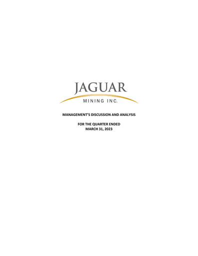 Thumbnail Jaguar Mining Quarterly Report 2023-q1