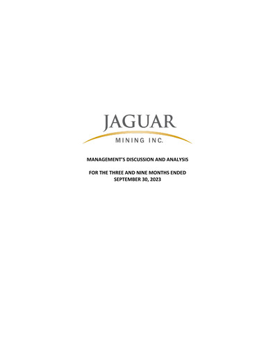 Thumbnail Jaguar Mining Quarterly Report 2023-q3