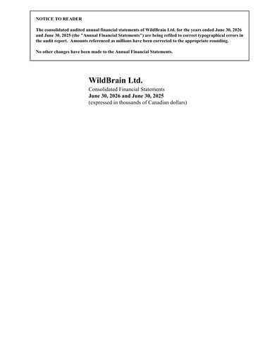 Thumbnail WildBrain Financial Statement fy2026