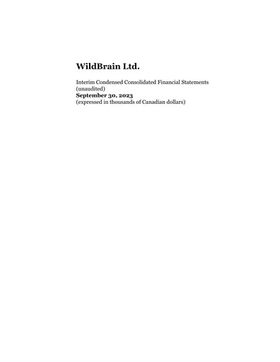 Thumbnail WildBrain Quarterly Report fy2024-q1