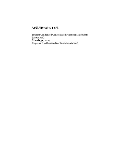 Thumbnail WildBrain Quarterly Report fy2024-q3
