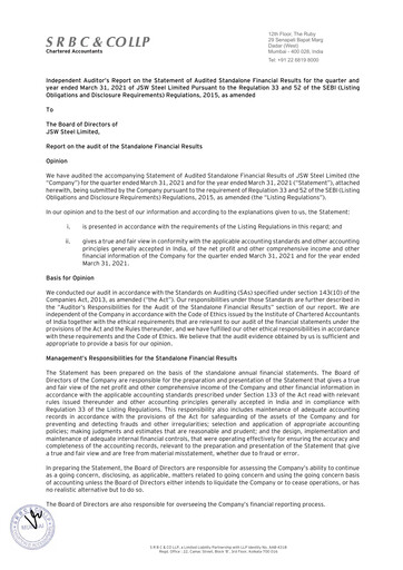 Thumbnail JSW Steel Financial Statement 2020-2021