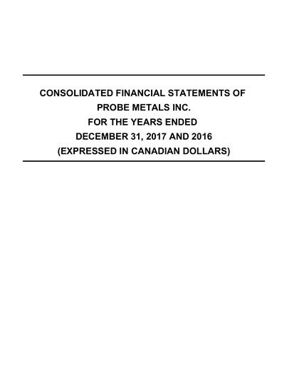 Thumbnail Probe Gold Inc. Financial Statement 2017