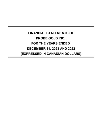 Thumbnail Probe Gold Inc. Financial Statement 2023