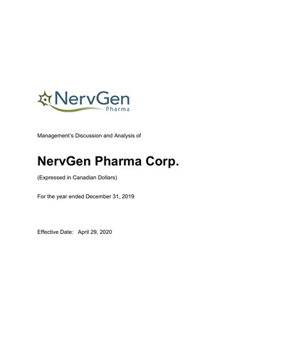 Thumbnail NervGen Pharma Annual Report 2019