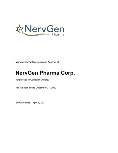 Miniature NervGen Pharma Rapport annuel 2020