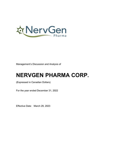 Miniature NervGen Pharma Rapport annuel 2022