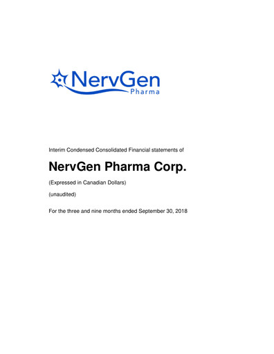 Thumbnail NervGen Pharma Financial Statement 2018-q3