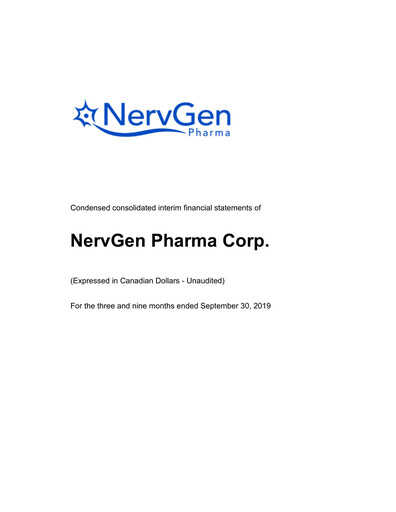 Thumbnail NervGen Pharma Financial Statement 2019-q3