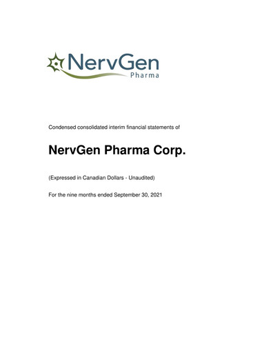 Thumbnail NervGen Pharma Financial Statement 2021-9m