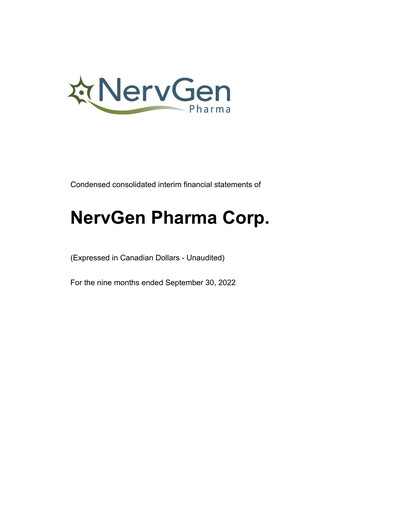 Thumbnail NervGen Pharma Financial Statement 2022-q3