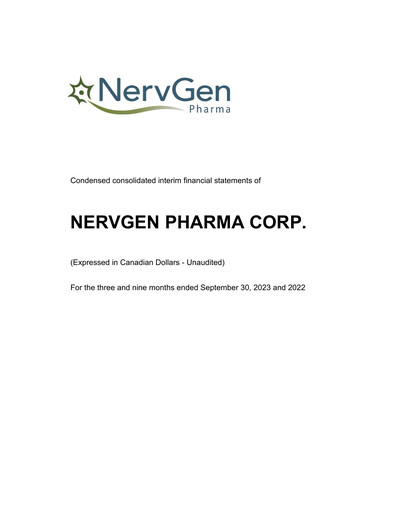 Thumbnail NervGen Pharma Financial Statement 2023-9m