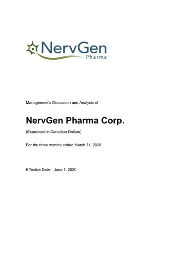 Miniature NervGen Pharma Rapport trimestriel 2020-q1