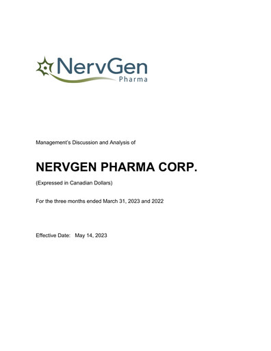 Miniature NervGen Pharma Rapport trimestriel 2023-q1