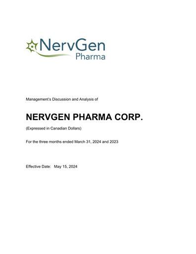 Miniature NervGen Pharma Rapport trimestriel 2024-q1