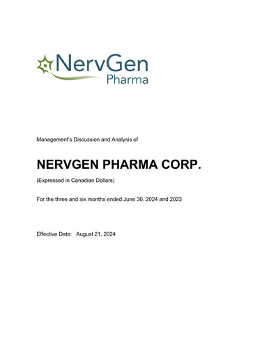 Miniature NervGen Pharma Rapport trimestriel 2024-q2