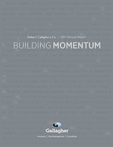 Thumbnail Arthur J. Gallagher & Co.
 Annual Report 2017