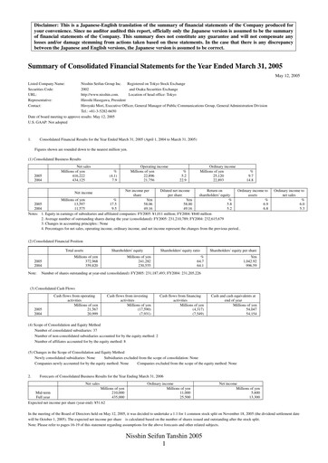 Thumbnail Nisshin Seifun Group
 Financial Report 2005