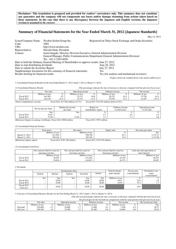 Thumbnail Nisshin Seifun Group
 Financial Report 2012