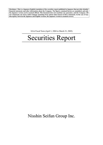 Thumbnail Nisshin Seifun Group
 Financial Statement 2004