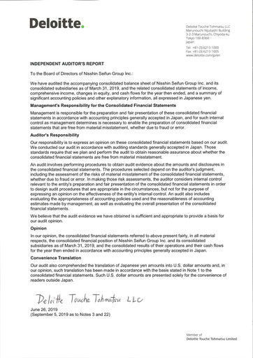 Thumbnail Nisshin Seifun Group
 Financial Statement fy2019