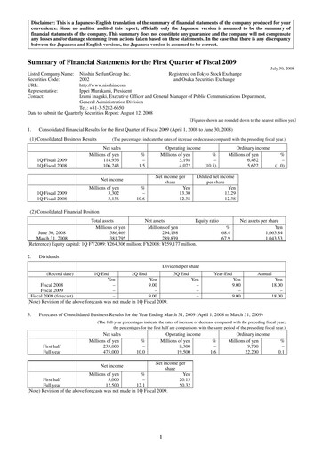 Thumbnail Nisshin Seifun Group
 Quarterly Report 2009-q1