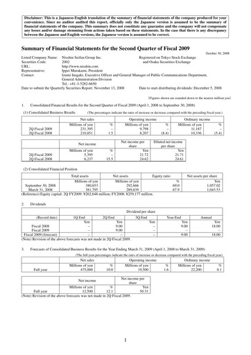 Thumbnail Nisshin Seifun Group
 Quarterly Report 2009-q2