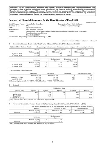 Thumbnail Nisshin Seifun Group
 Quarterly Report 2009-q3