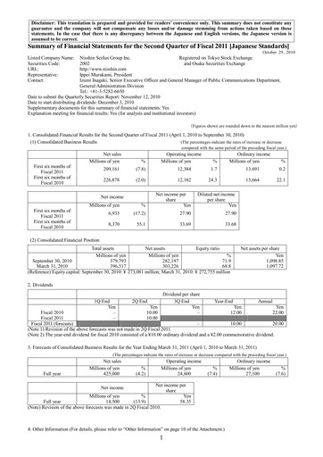 Thumbnail Nisshin Seifun Group
 Quarterly Report 2011-q2